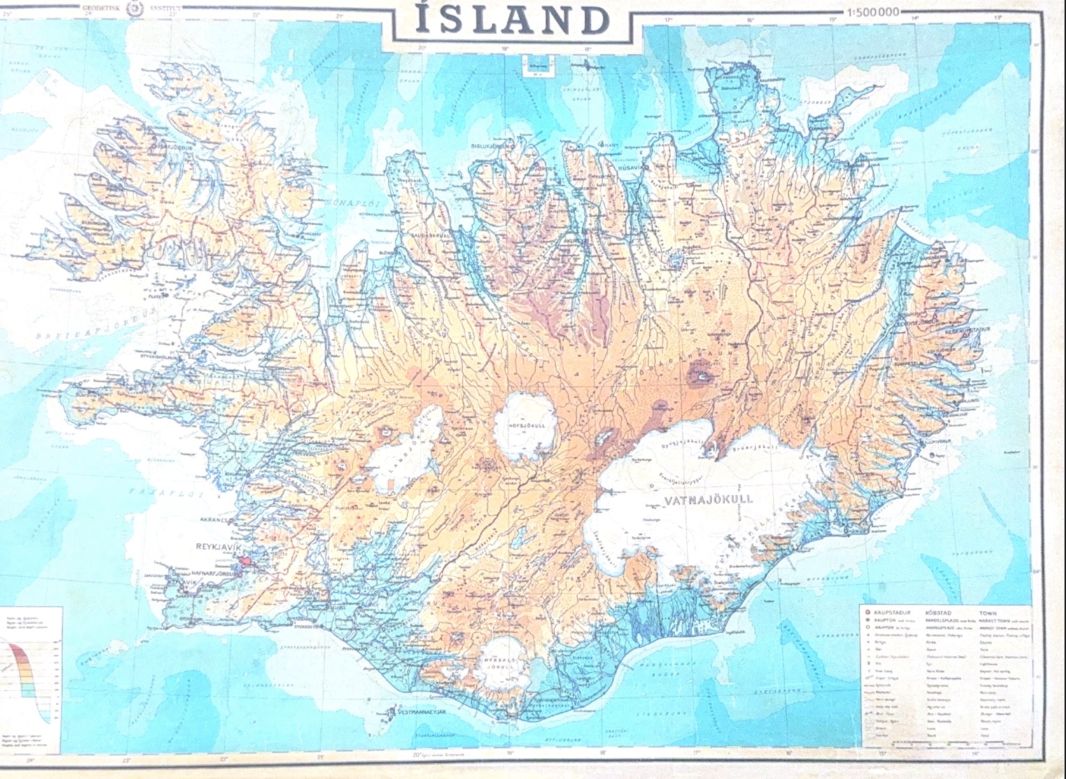 Karte von Island mit Regionen und Orientierung